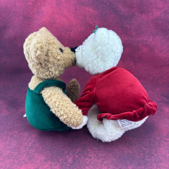 VTG HALLMARK KISSING BEARS PLUSH MISTLETOE LOVE HOLIDAY 2000, MAGNETIC, 9 " - Picture 5 of 10
